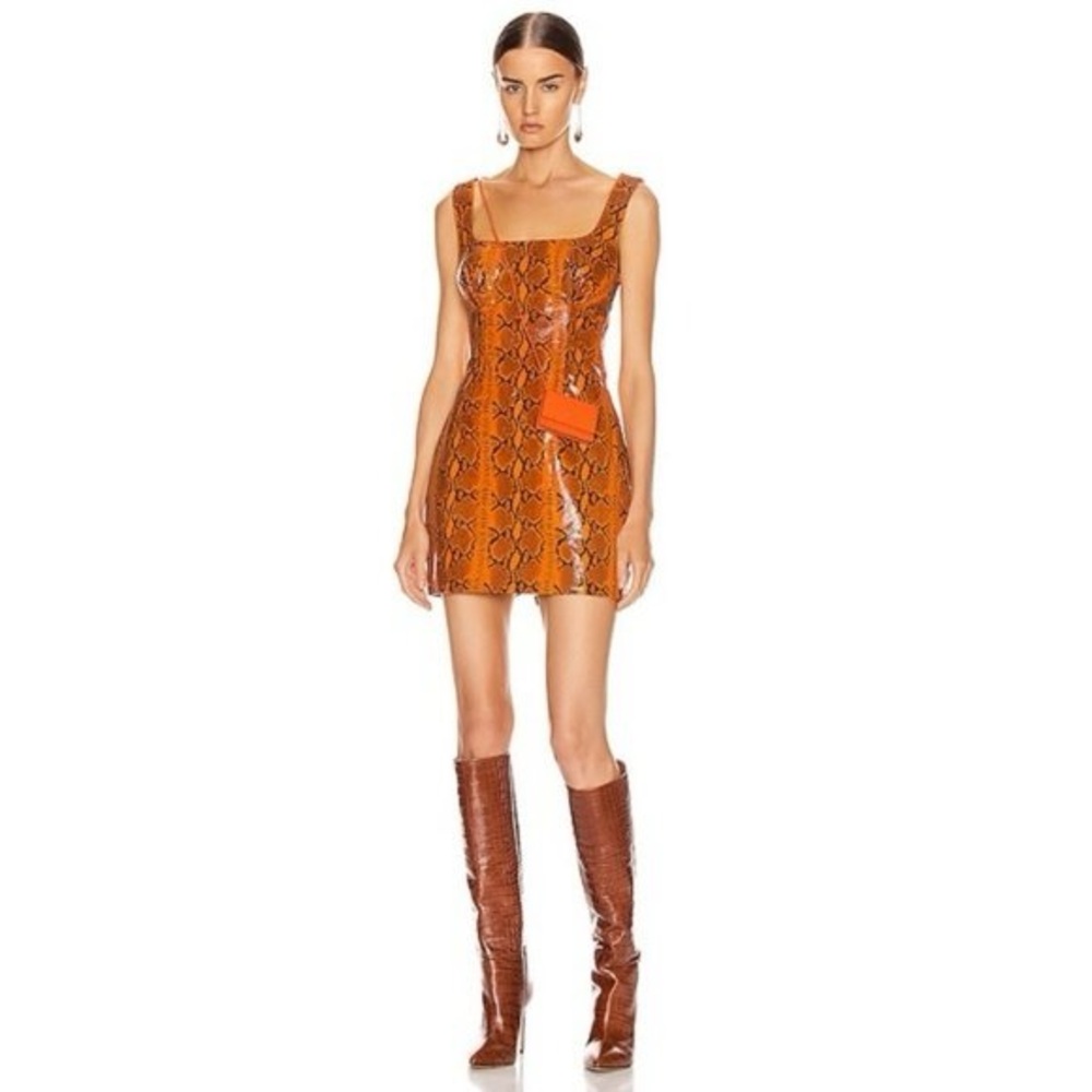 GRLFRND Women's Romi Mini Dress Orange Black Snake Small